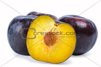 Plum fruit isolated on white background
