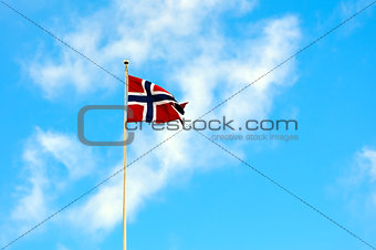Norway national flag in the blue sky