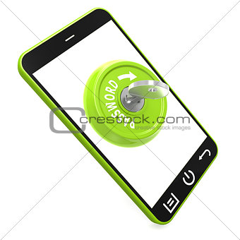 Green password key on smartphone
