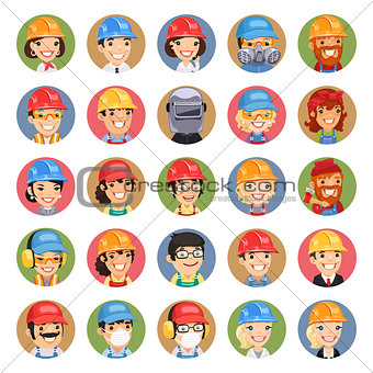 Builders Cartoon Characters Icons Set1.3