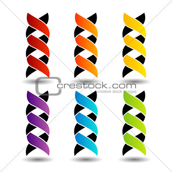 Set of colorful DNA logos with shadow