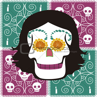 woman mexican skull