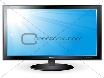 background with blue sky on TV screen
