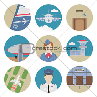 Airport flat icons