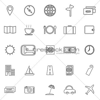 Travel line icons on white background