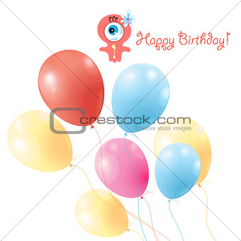 greeting card with colorful balls