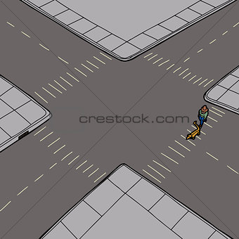 Pedestrian and Animal on Street
