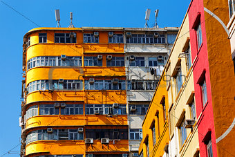 Old apartments in Hong Kong at day 