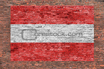 Flag of Austria painted over brick wall