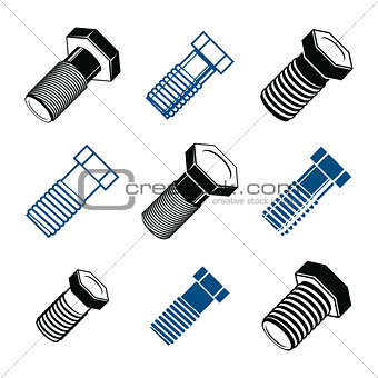 Repair instruments collection, 3d tools â screws. Construction