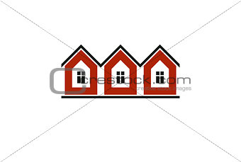 Simple cottages illustration, country houses, for use in graphic