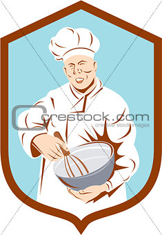 Baker Chef Cook Mixing Bowl Shield Retro