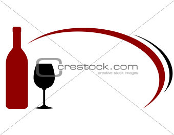 background with red wine bottle and glass