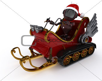 Android in snowmobile sleigh