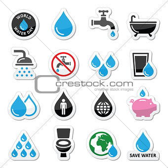 World Water Day icons - ecology, green concept