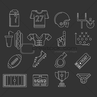 American football outline vector icons