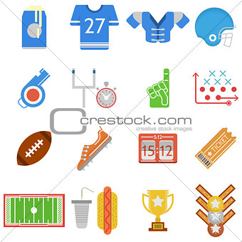 Colored icons vector collection for American football