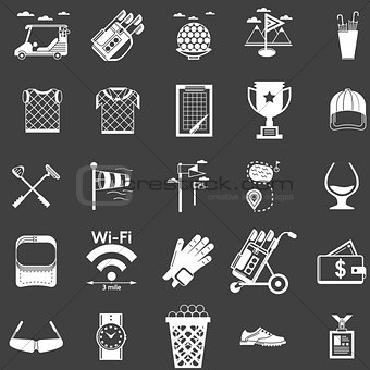 Vector collection of white icons for golf