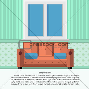 Flat vector illustration of living room interior