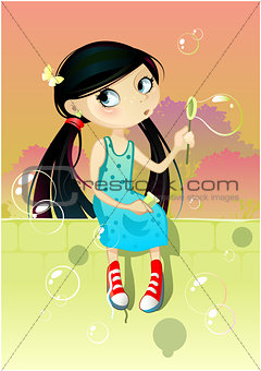  Girl with soap bubbles