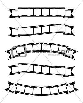 Film strips banner ribbond word collage