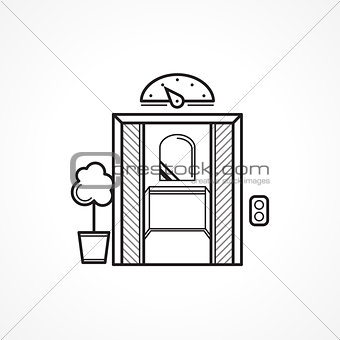 Opened elevator door black line vector icon