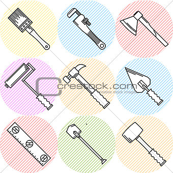 Stylish vector icons for woodwork tools