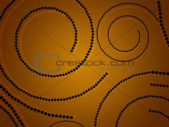 Swirls from circles on yellow background