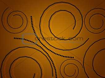 Swirls from circles on yellow background