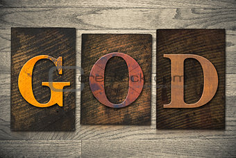 God Concept Wooden Letterpress Type
