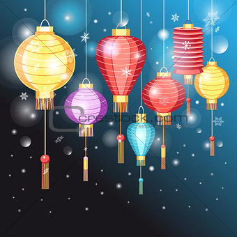 illustration Chinese lanterns