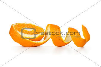 orange peel spiral on white background