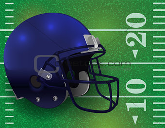 American Football Helmet on Field Illustration