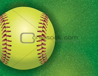 Softball on a Textured Grass Field Illustration