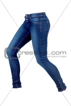 Blue jeans trouser isolated on the white background
