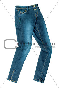 Blue jeans trouser isolated on the white background