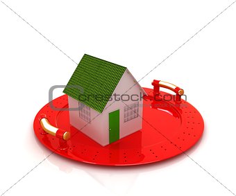 house on restaurant cloche isolated on white background 