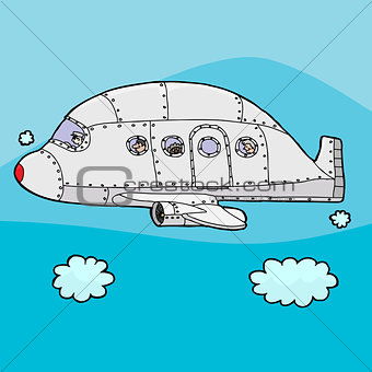 Passenger Plane Above Clouds