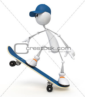 white little man on a skateboard