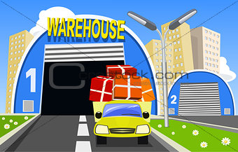 Warehouse and delivery truck