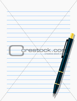 Blank workbook page with pen