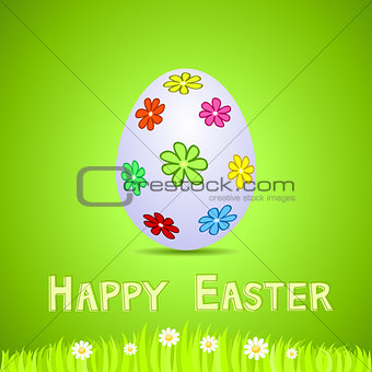 Vector green paper card with white ornate easter egg