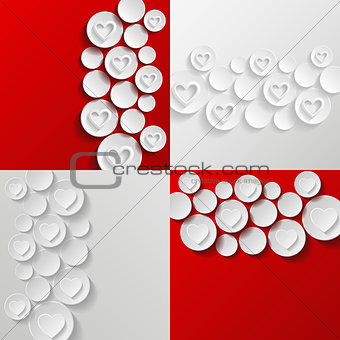 Set of abstract backgrounds with hearts