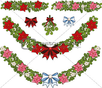 Clip art set of Christmas mistletoe decorative garlands