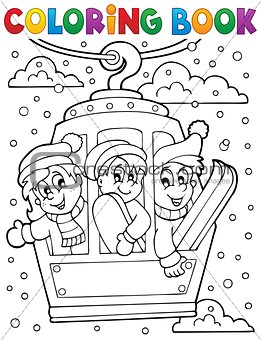 Coloring book cable car theme