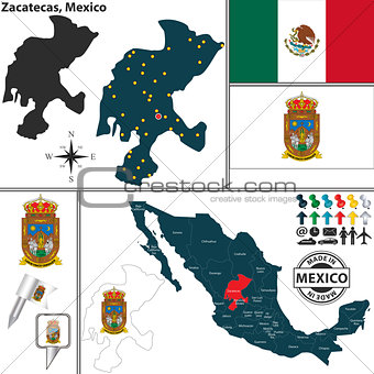 Map of Zacatecas, Mexico