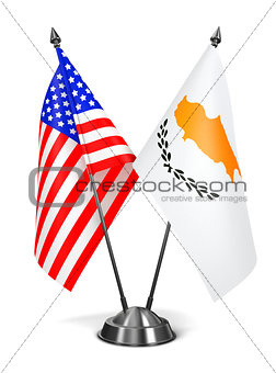 USA and Cyprus - Miniature Flags.