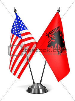 USA and Albania - Miniature Flags.