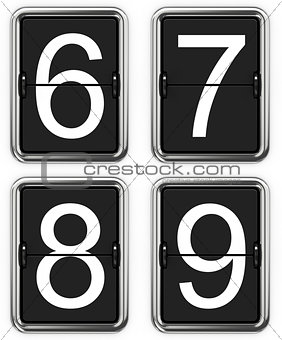 Digits 6, 7, 8, 9 on Mechanical Scoreboard.