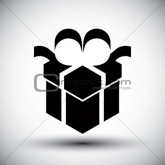 Gift box simple single color new idea vector symbol.